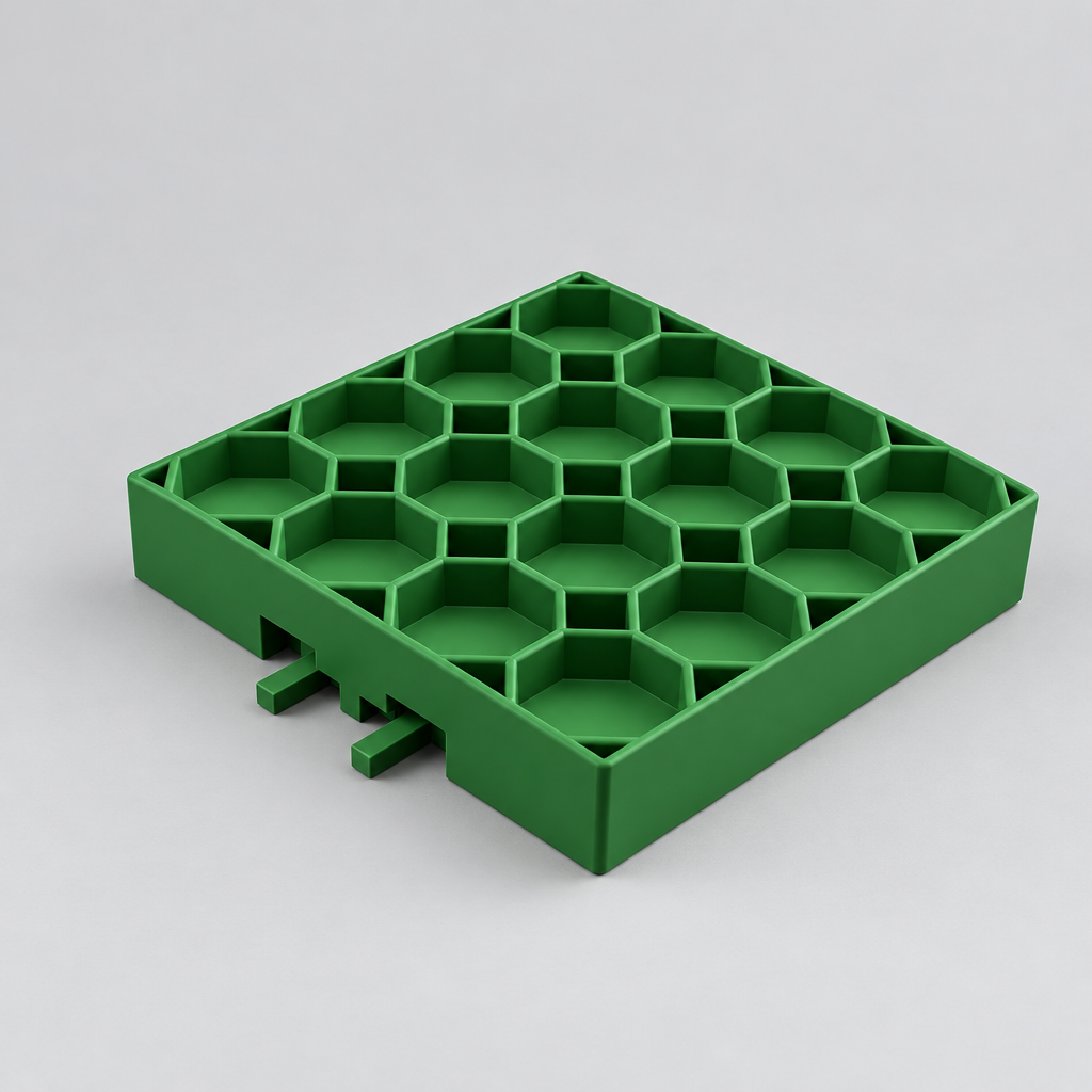 Green honeycomb lick mat module for the Modular Dining Station