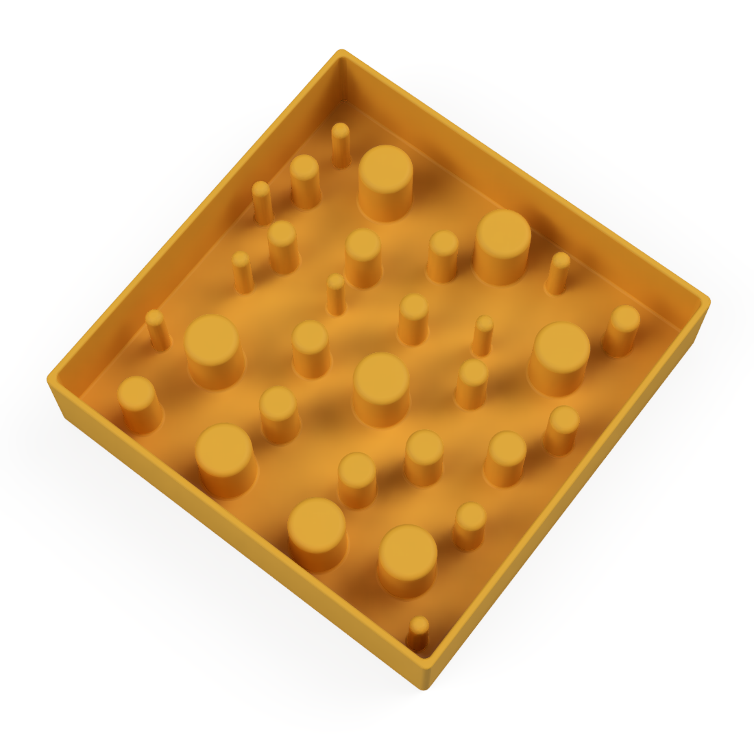Yellow Slow Feeder Square Bowl For cats and dogs