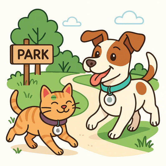 Dog and cat with AirTag collars