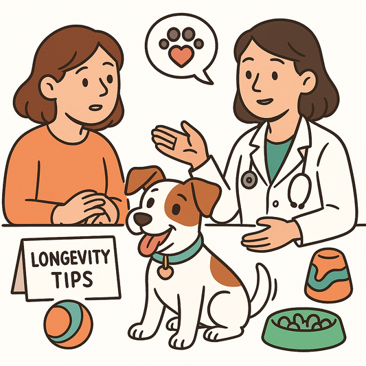 Vet talking with a pet parent about dog health