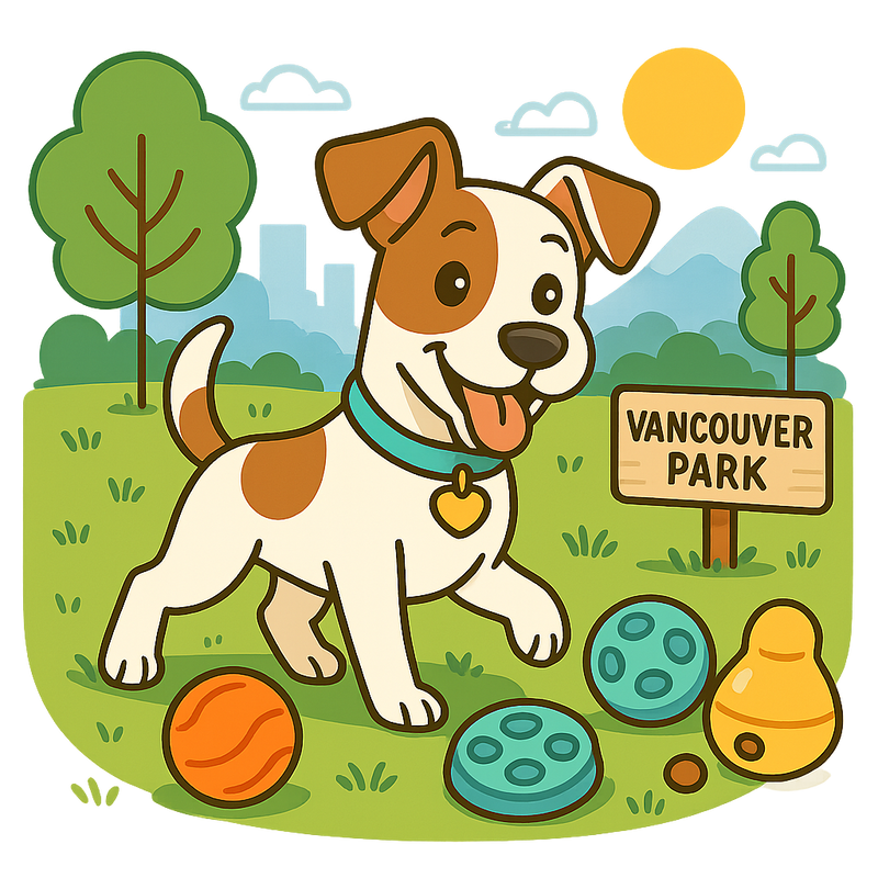 Happy dog with interactive pet toys.