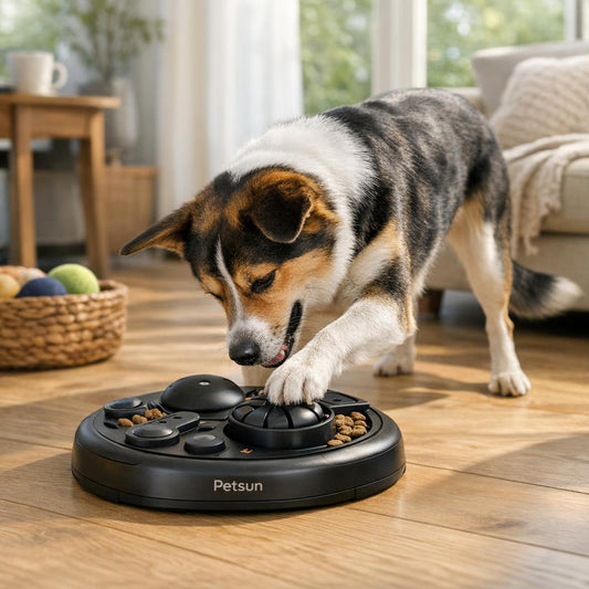 interactive dog feeder in Canada helping dog eat slower and stay calm