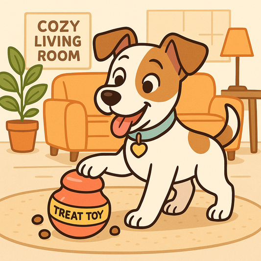 Puppy engaging with interactive toy