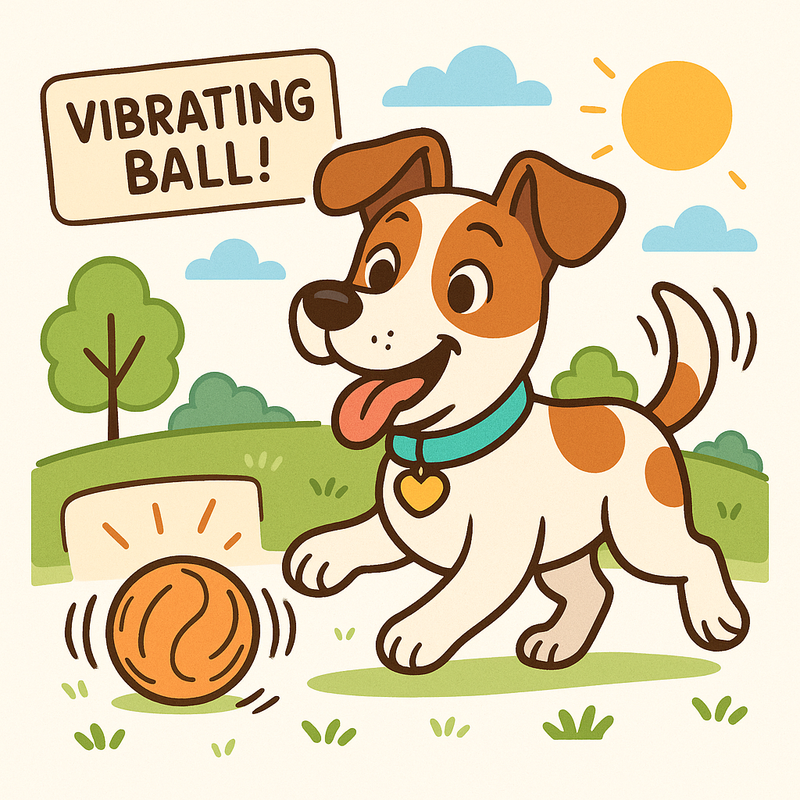 Dog playing with a vibrating ball