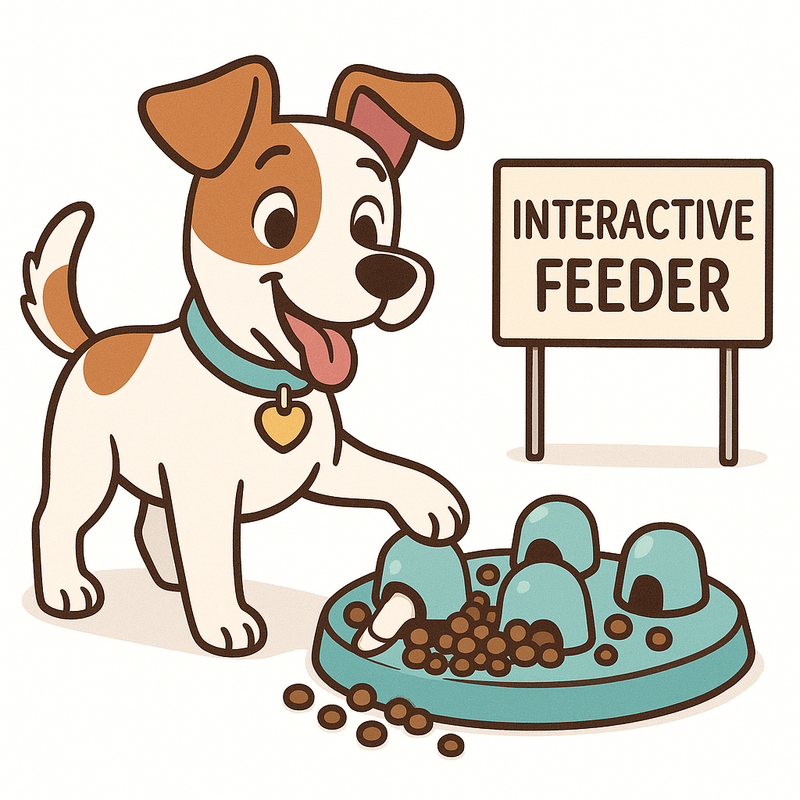 Dog enjoying interactive feeder