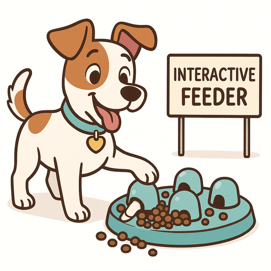 Dog enjoying interactive feeder