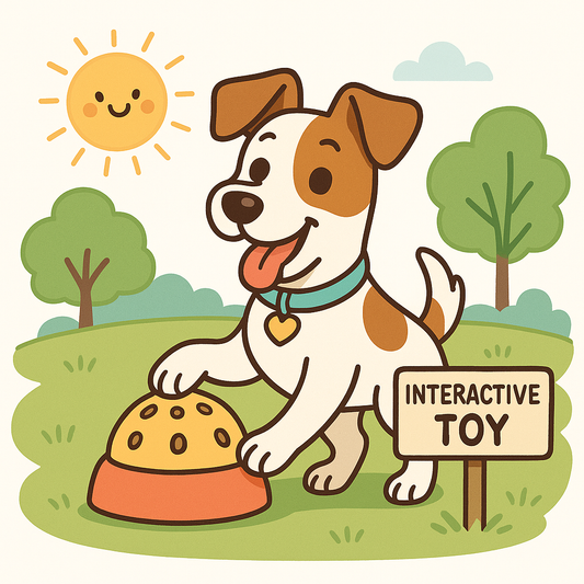Dog enjoying interactive toy outdoors