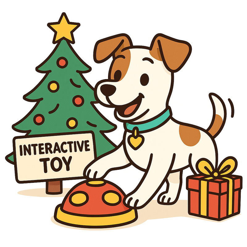 Dog enjoying interactive toy gift