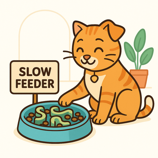 Cat eating from slow feeder bowl