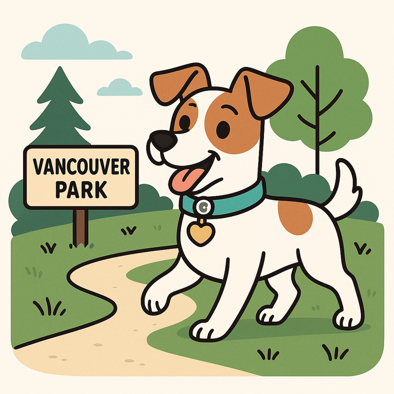 Dog with AirTag collar in a park