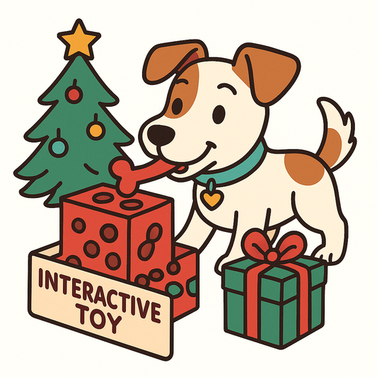 Dog playing with Christmas toy