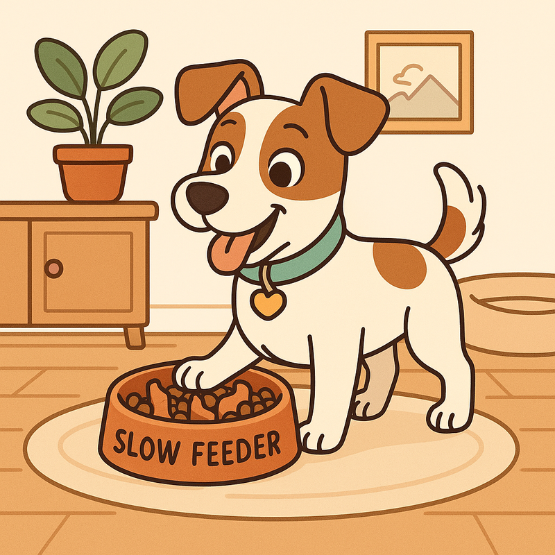 Dog enjoying a slow feeder