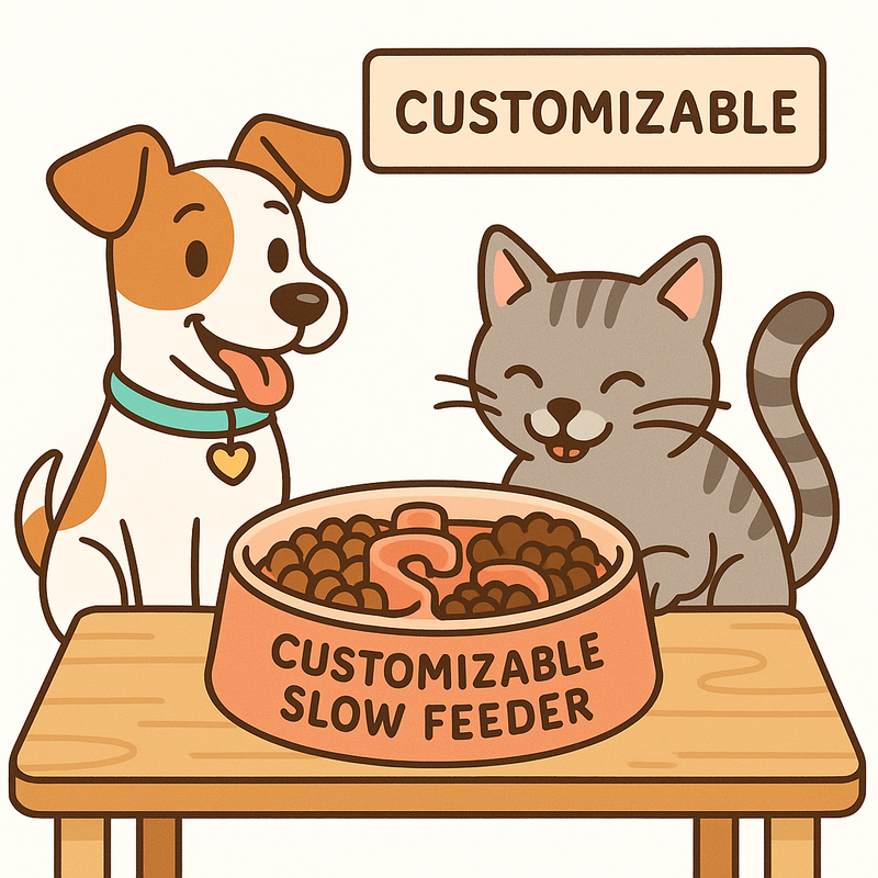 Customizable slow feeder bowl for pets