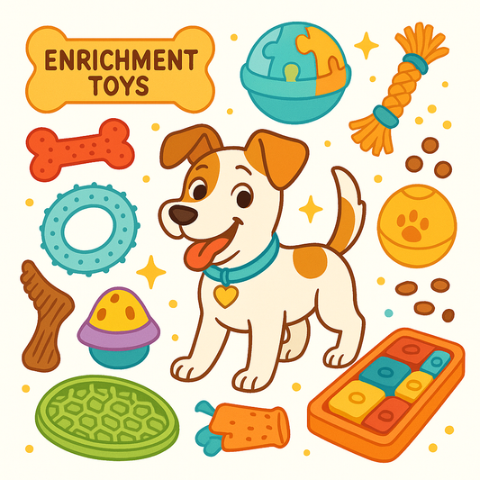 Variety of dog enrichment toys