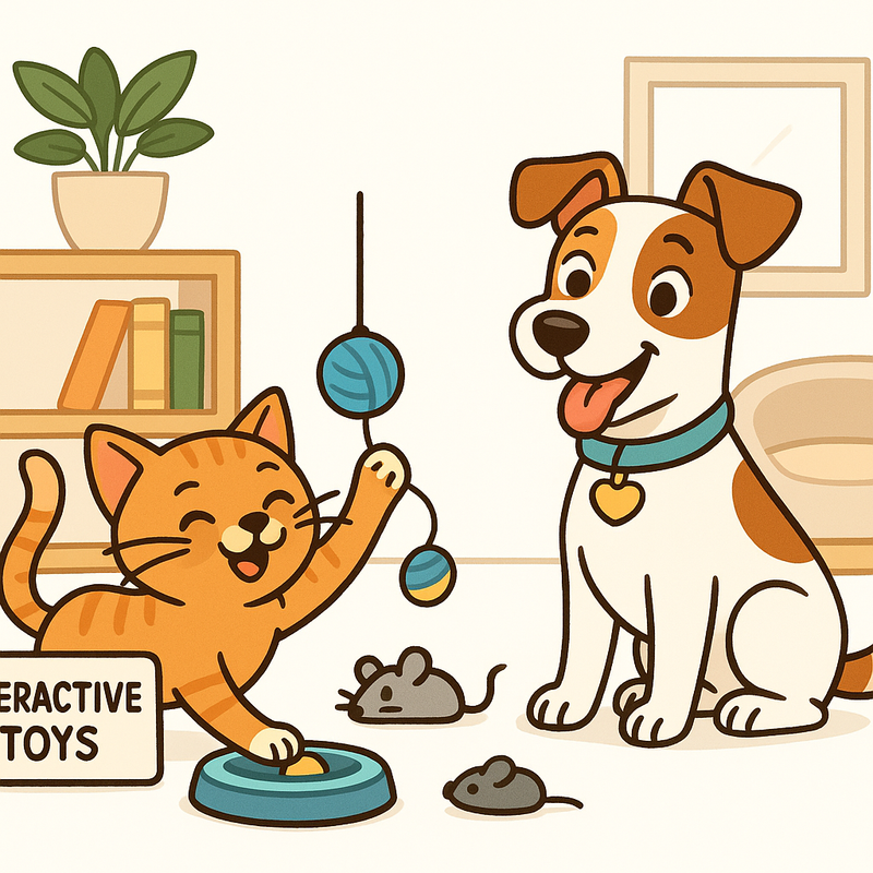 Cat playing with toys in a clean home
