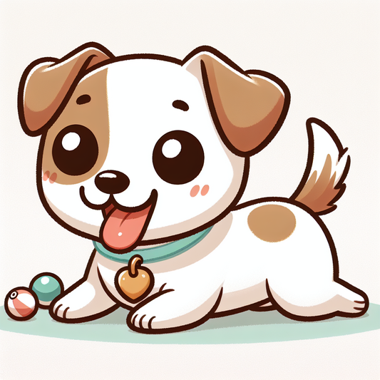 A happy dog with toys