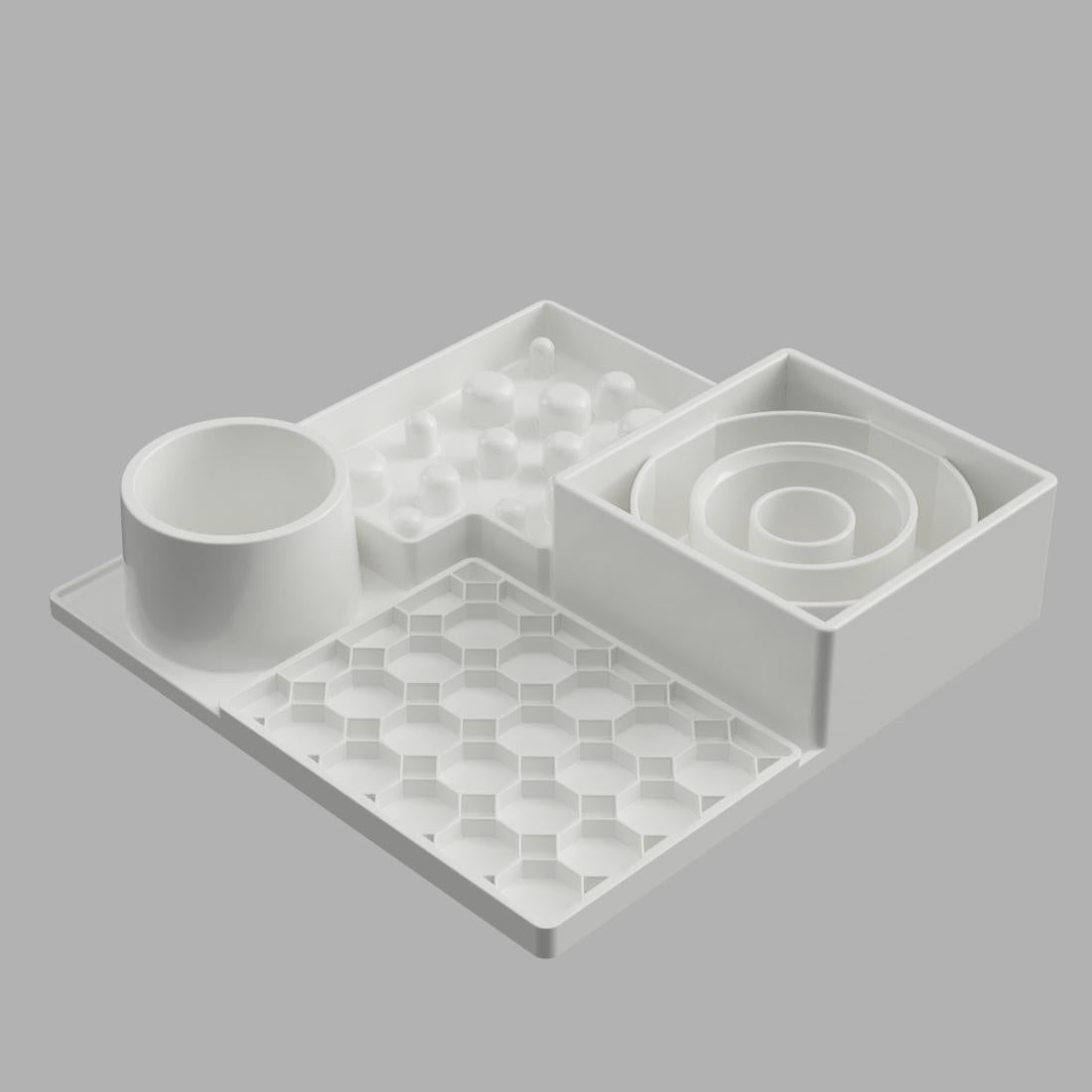Dining Station™ for Cats & Small Dogs | Slow Feeder, Lick Mat & Water Bowl