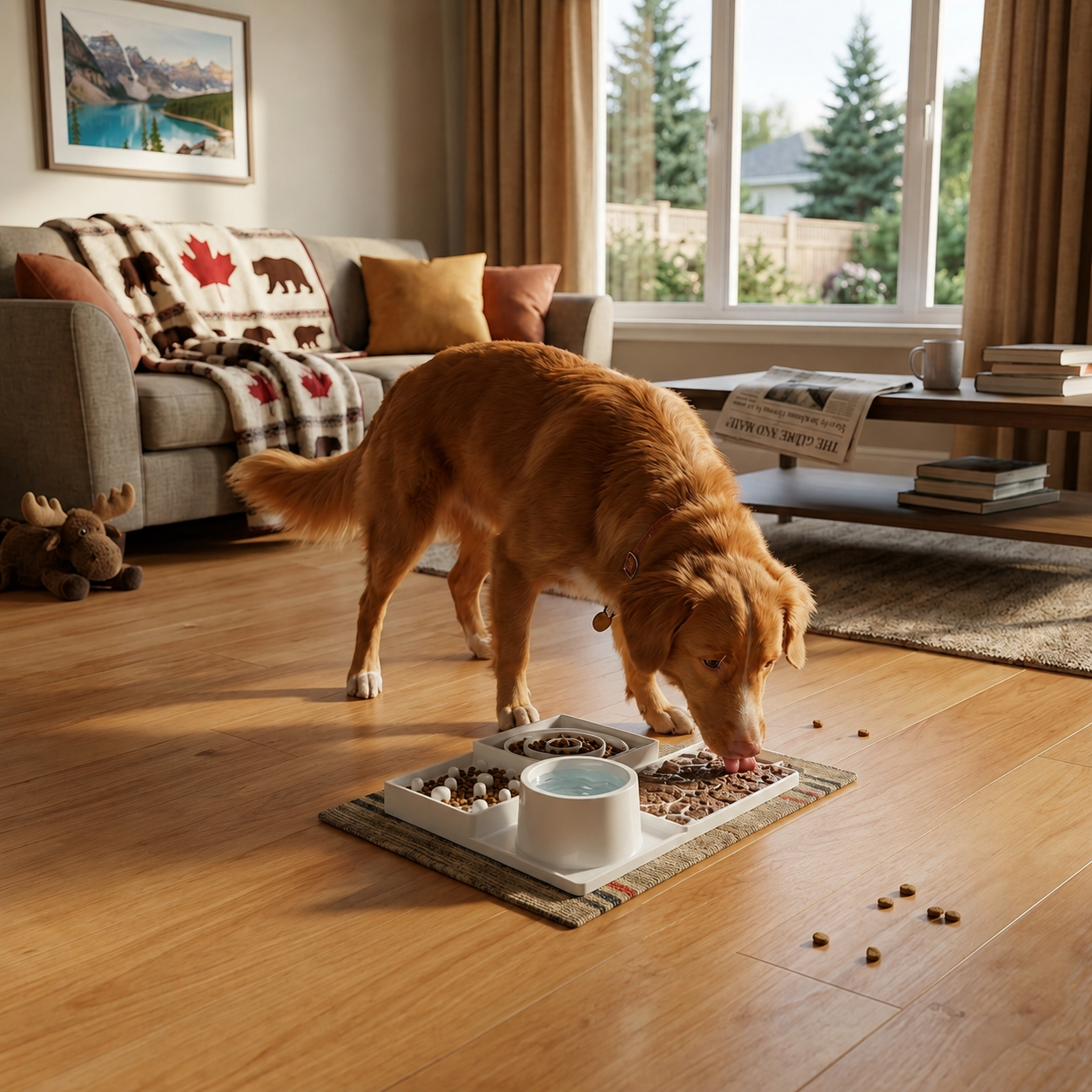 Dining Station™ for Cats & Small Dogs | Slow Feeder, Lick Mat & Water Bowl