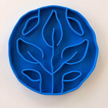Blue Leaves Slow Feeder Bowl for Dogs and Cats