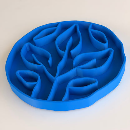 Blue Leaves Slow Feeder Bowl for Dogs and Cats