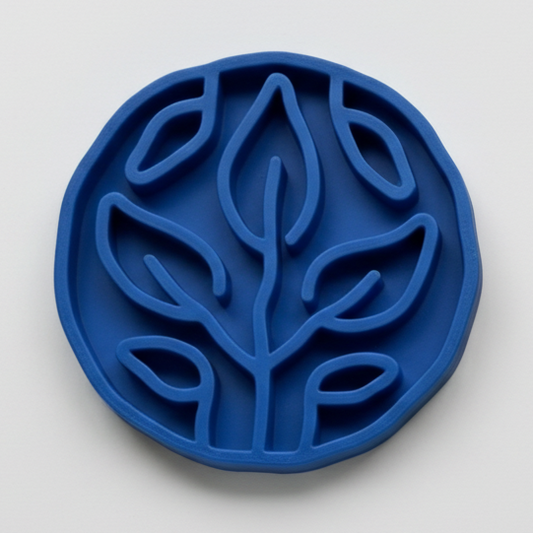 Blue Leaves Slow Feeder Bowl for Dogs and Cats