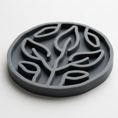 Gray Leaves Slow Feeder Bowl for Dogs and Cats