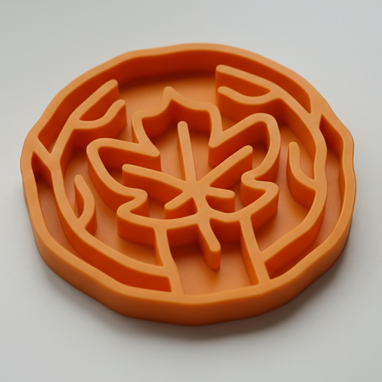 Orange Maple Slow Feeder Bowl for Dogs and Cats