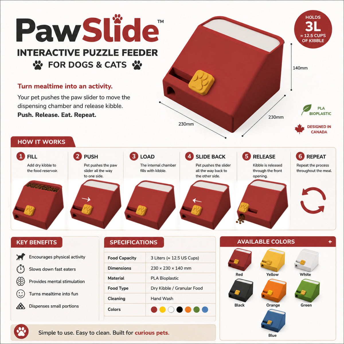 PawSlide™ Interactive Puzzle Feeder for Dogs & Cats