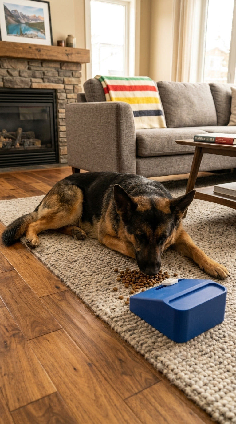 PawSlide Interactive Puzzle Feeder for Dogs and Cats with dog