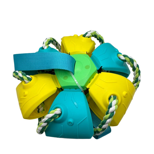 Dog Toy Ball with Grab Tabs – 2-in-1 Frisbee Ball for Interactive Play