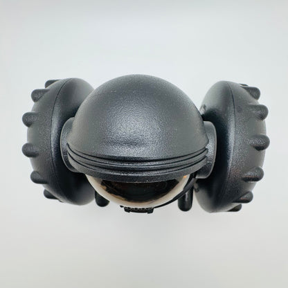 Black Robot Slow Feeder & Treat Dispenser Toy, top view of the helmet