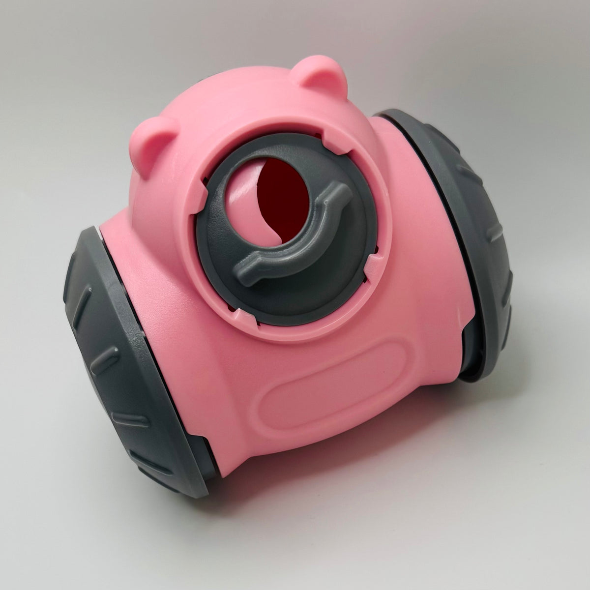 Pink Bear Slow Feeder & Treat Dispensing Toy for dogs, three-quarter view
