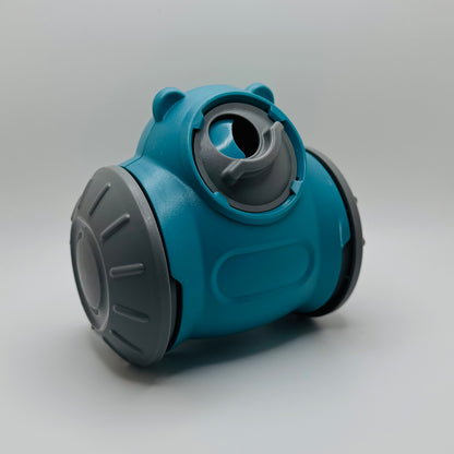 Teal Bear Slow Feeder & Treat Dispensing Toy for dogs, angled front view