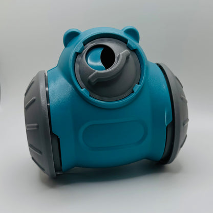 Teal Bear Slow Feeder & Treat Dispensing Toy for dogs, side view