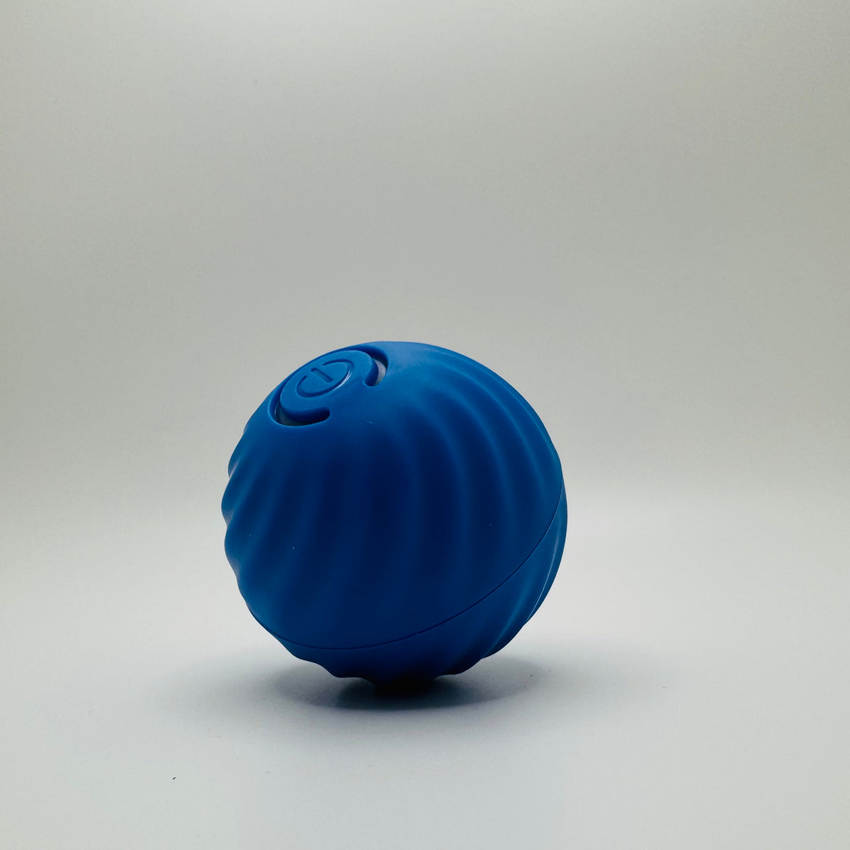 Blue USB Vibrating Ball Toy for dogs and cats with swirl-textured shell