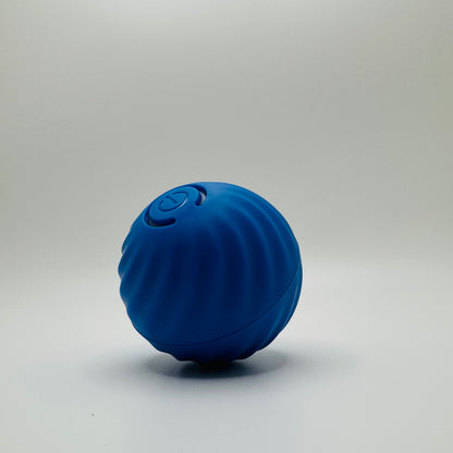 Blue USB Vibrating Ball Toy for dogs and cats with swirl-textured shell