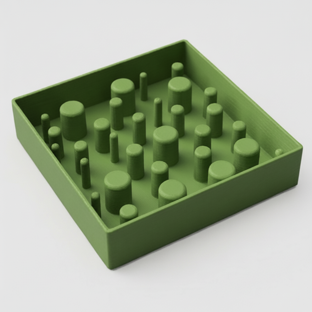 Green Slow Feeder Square Bowl For cats and dogs Top view