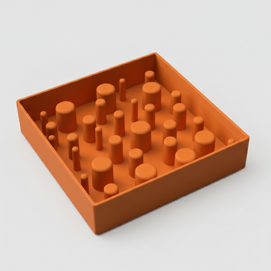 Orange Slow Feeder Square Bowl For cats and dogs