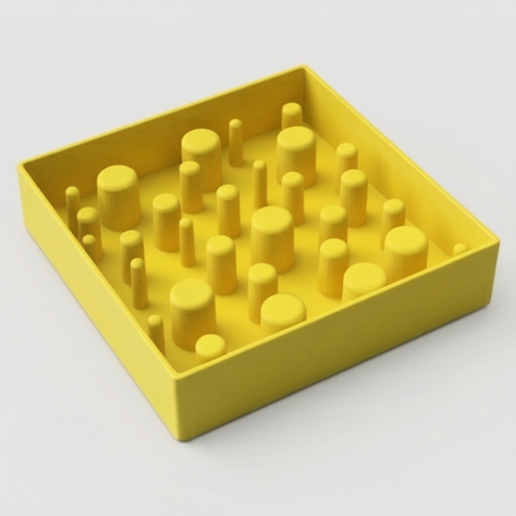 Yellow Slow Feeder Square Bowl For cats and dogs