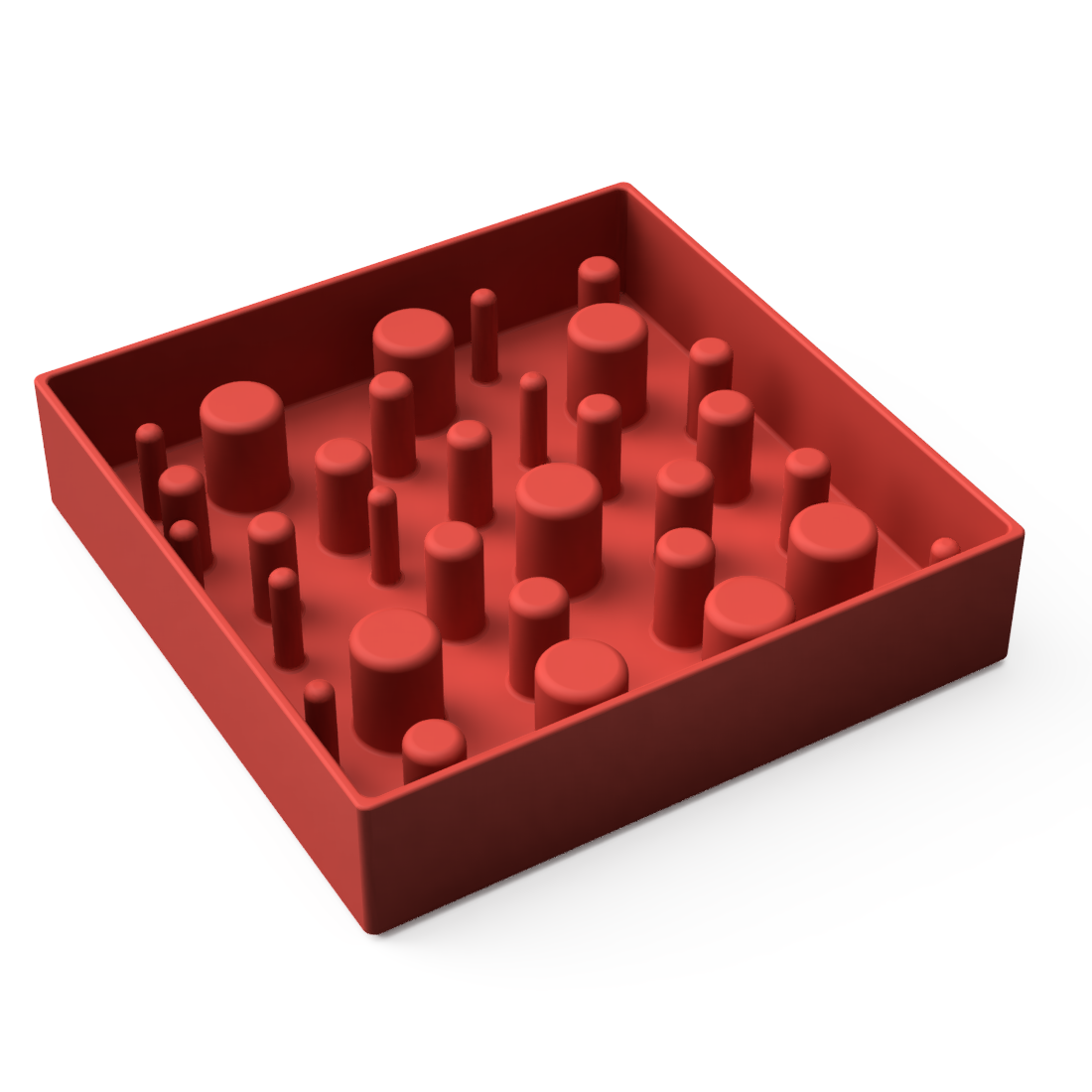 Red Slow Feeder Square Bowl For cats and dogs
