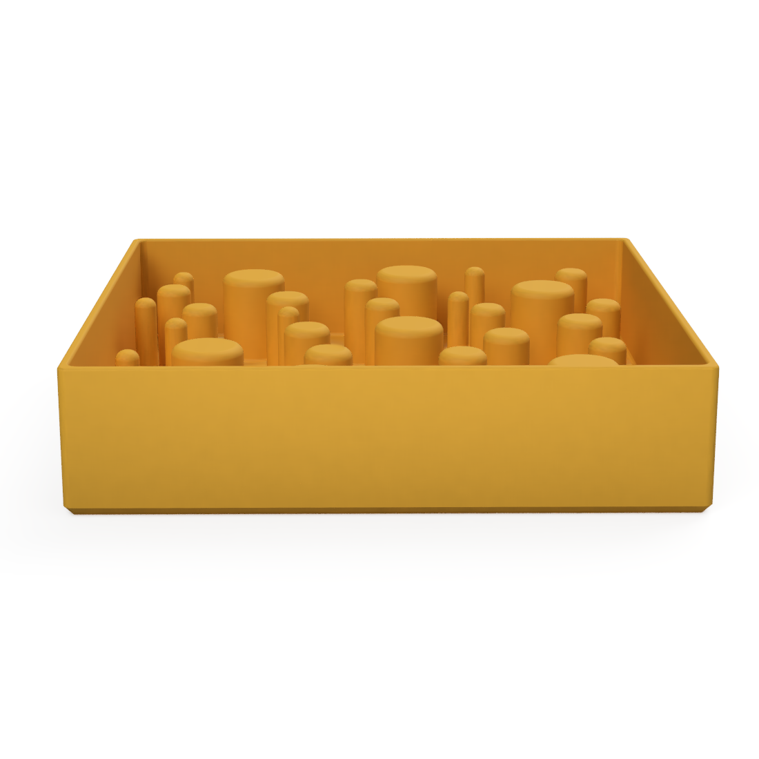 Yellow Slow Feeder Square Bowl For cats and dogs Side view