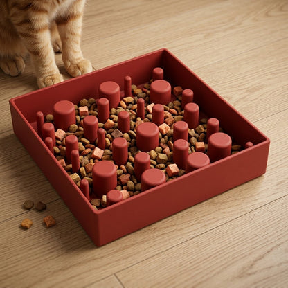 Square Slow Feeder Bowl for Dogs & Cats | Non Slip Interactive Feeding Bowl