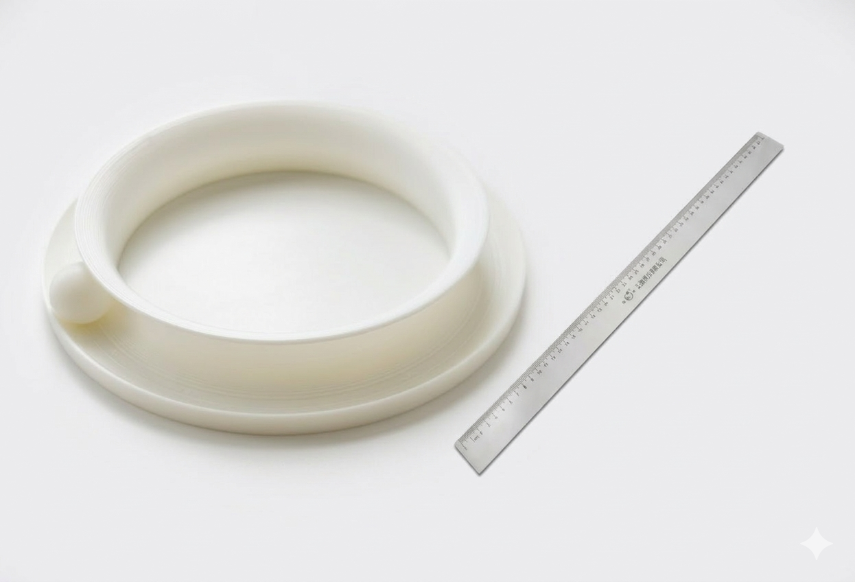 White circular cat toy with a ball loop