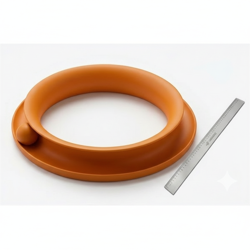 Orange circular cat toy with a ball loop