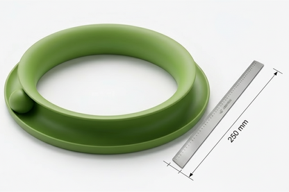 Green circular cat toy with a ball loop