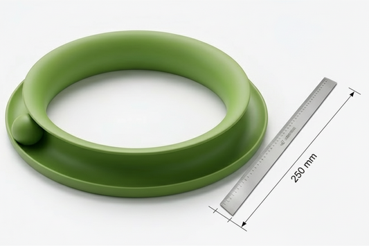 Green circular cat toy with a ball loop
