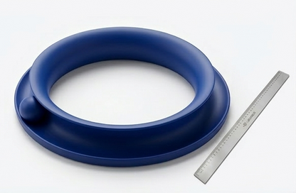 Blue circular cat toy with a ball loop