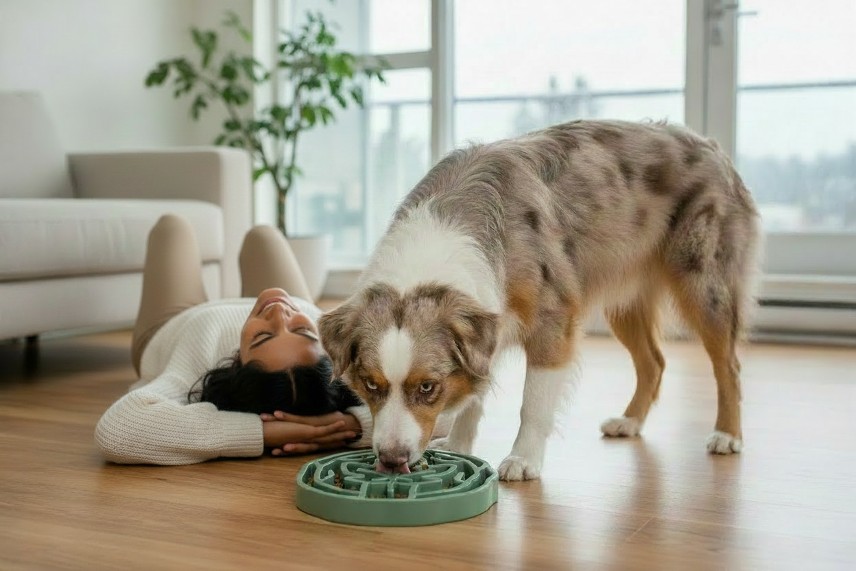 Nova & Maya – Maple Leaf Feeder, Maya lying down