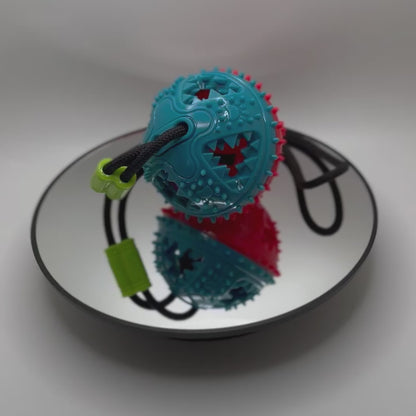 Dog Chew Toy with Rope – Sound Ball & Food Leaking Interactive Training Toy