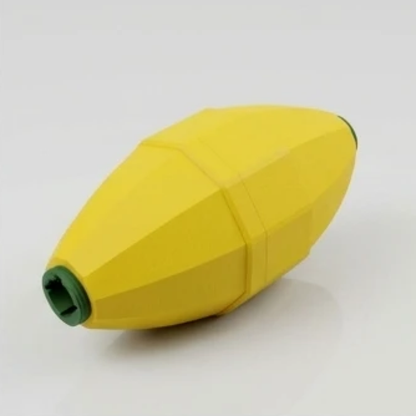Yellow adjustable treat dispenser toy for dogs and cats